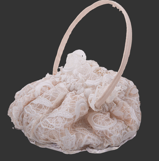 A photo of a purse a woman used on her wedding day.