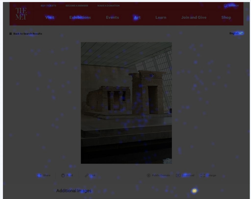 A heatmap of a particular page on the website. 