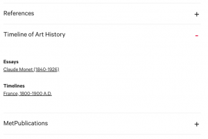 Timeline of Art History section on the Object page