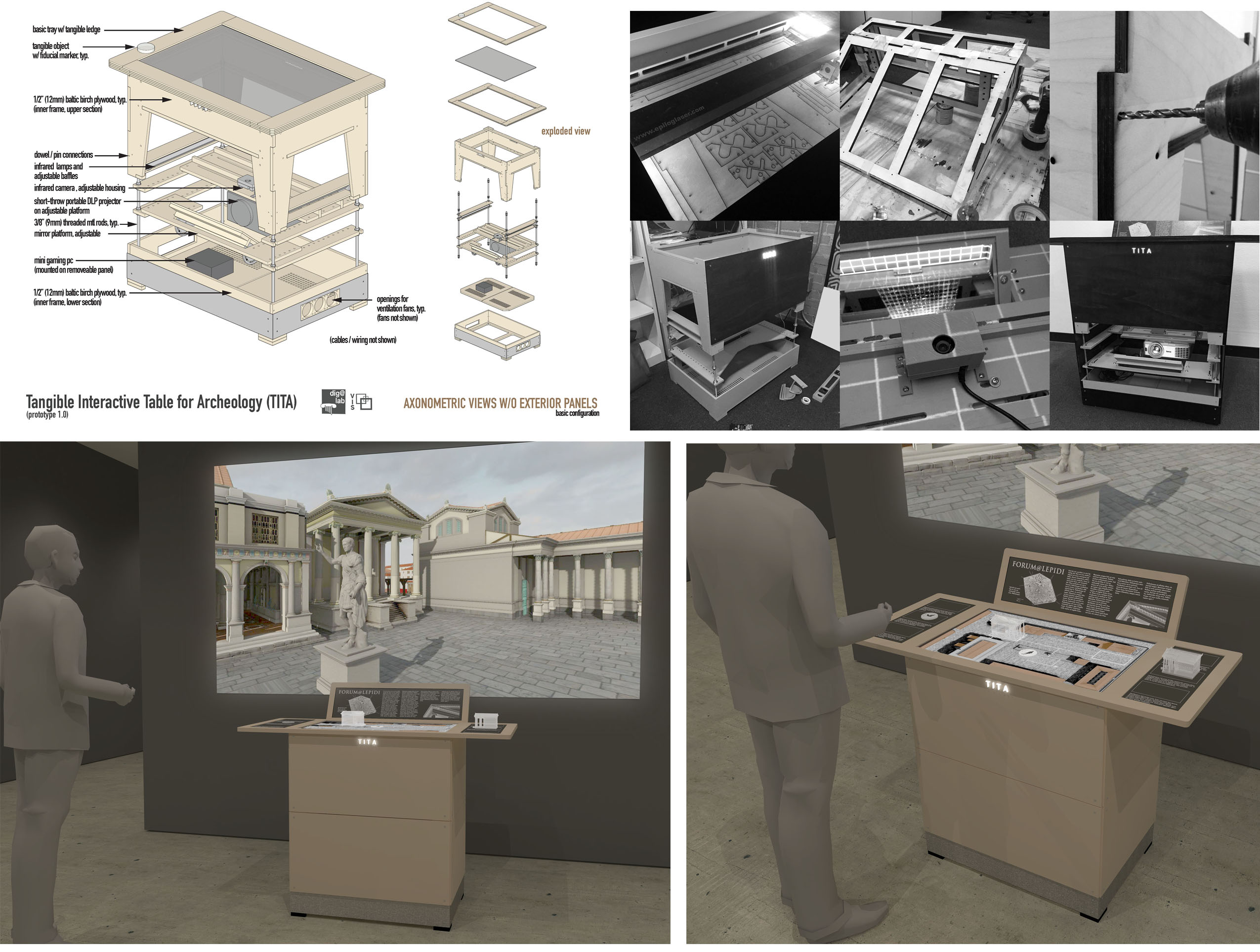 Various views of the self-made table.