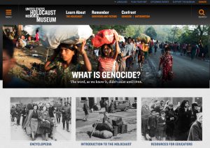 Screen capture of the image rich homepage of ushmm.org from 2018
