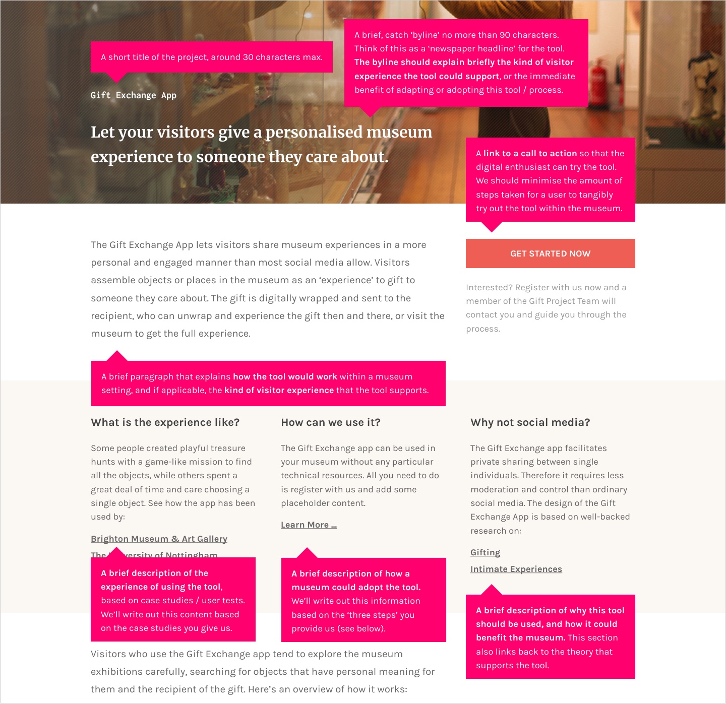 A screenshot of the content guide for the GIFT Framework