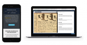 The "Experiencing History" website shown on a phone vs a laptop.