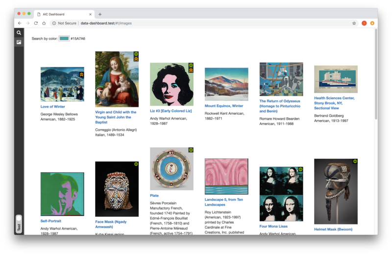 A screenshot of a webpage, showing the results of a color search.