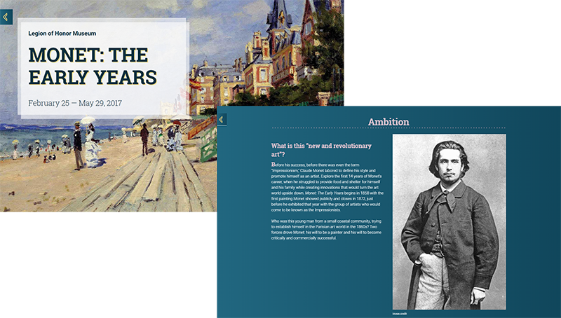 Figure 3: Screenshots of the Monet: The Early Years Digital Stories build