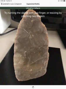 Ultrathin biface artifact displayed in Augmented Reality