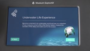 Fig 4. Museum ExplorAR introduction screen to the Underwater Life experience
