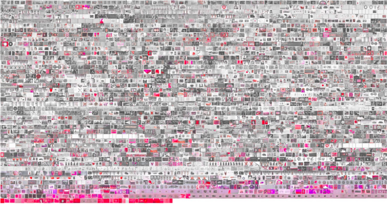A visualization of all the pink art in the collection. 