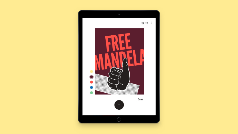 Screenshot of an iPad with the slogan "Free Mandela".