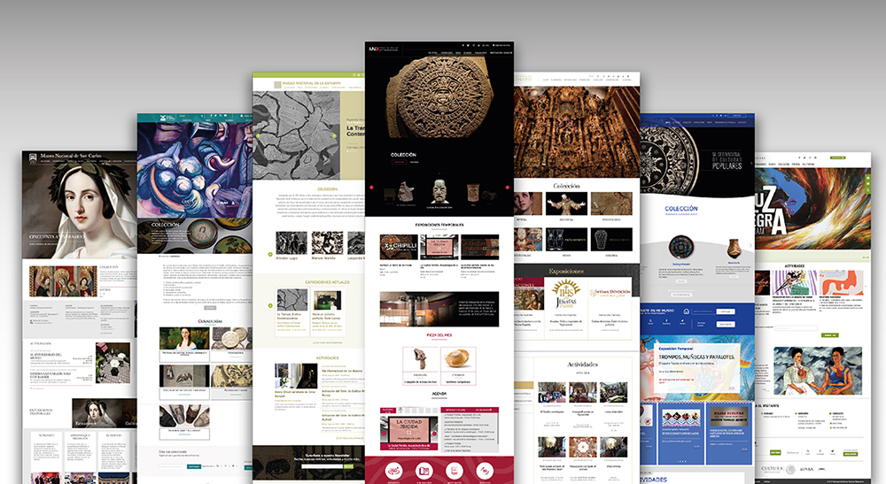 Various views of the website from the Museos de Mexico