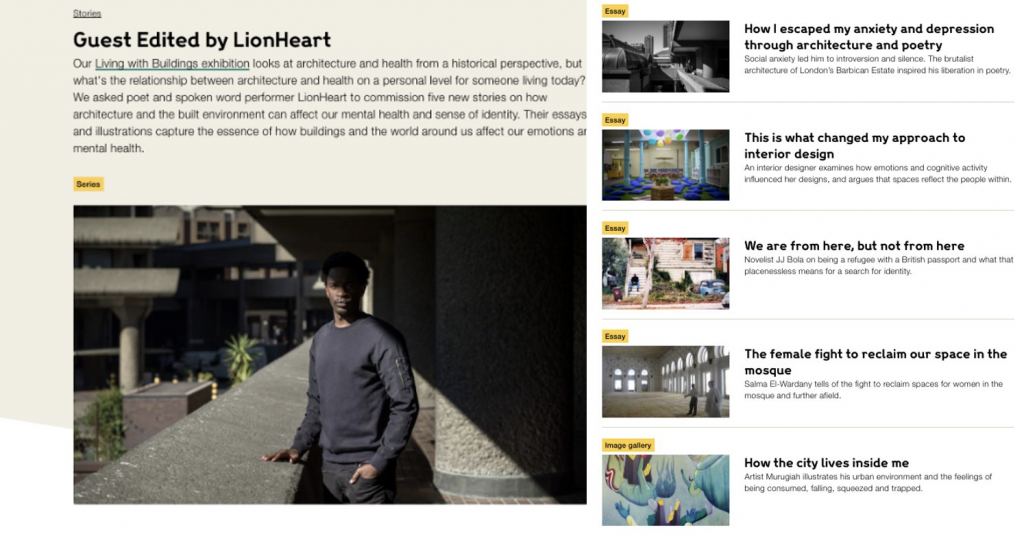 A screenshot of some of the stories featured on the website.